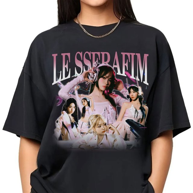 [BLACK] Le Sserafim Kpop Shirt, Le Sserafim Perfect Night Album
