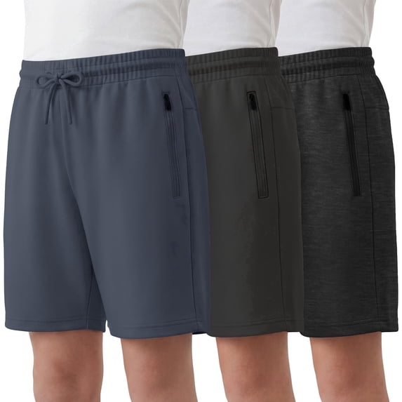 Pure Champ Boys Athletic Shorts 3 Pack Active Boys Shorts Youth kids Elastic Waist With Zipper Pockets Toddler-18 ( Set 6 Size 3T)