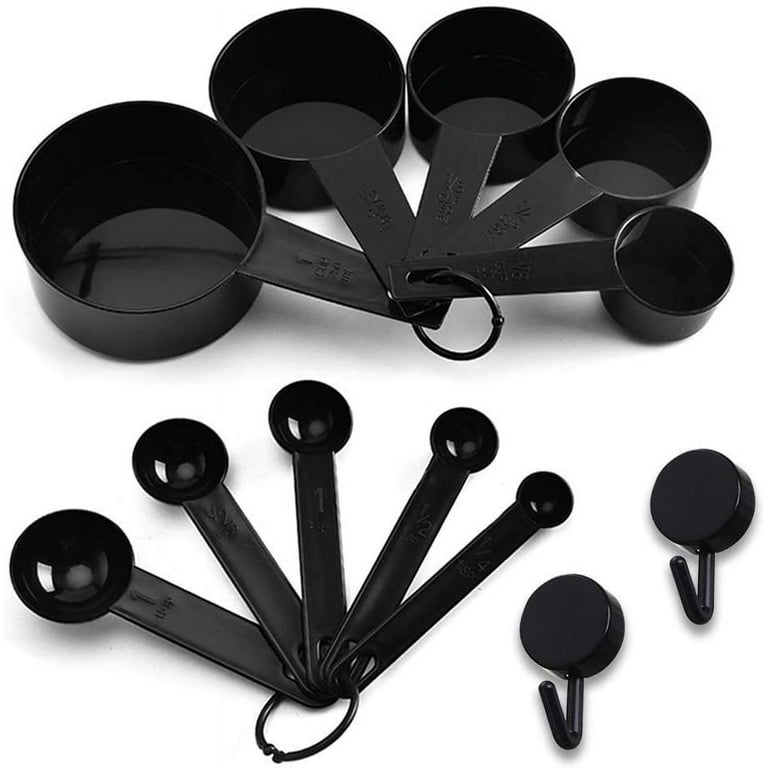 Dropship Measuring Set 10 Pieces Black Plastic Measuring Spoons And Cups  For Baking Tools to Sell Online at a Lower Price