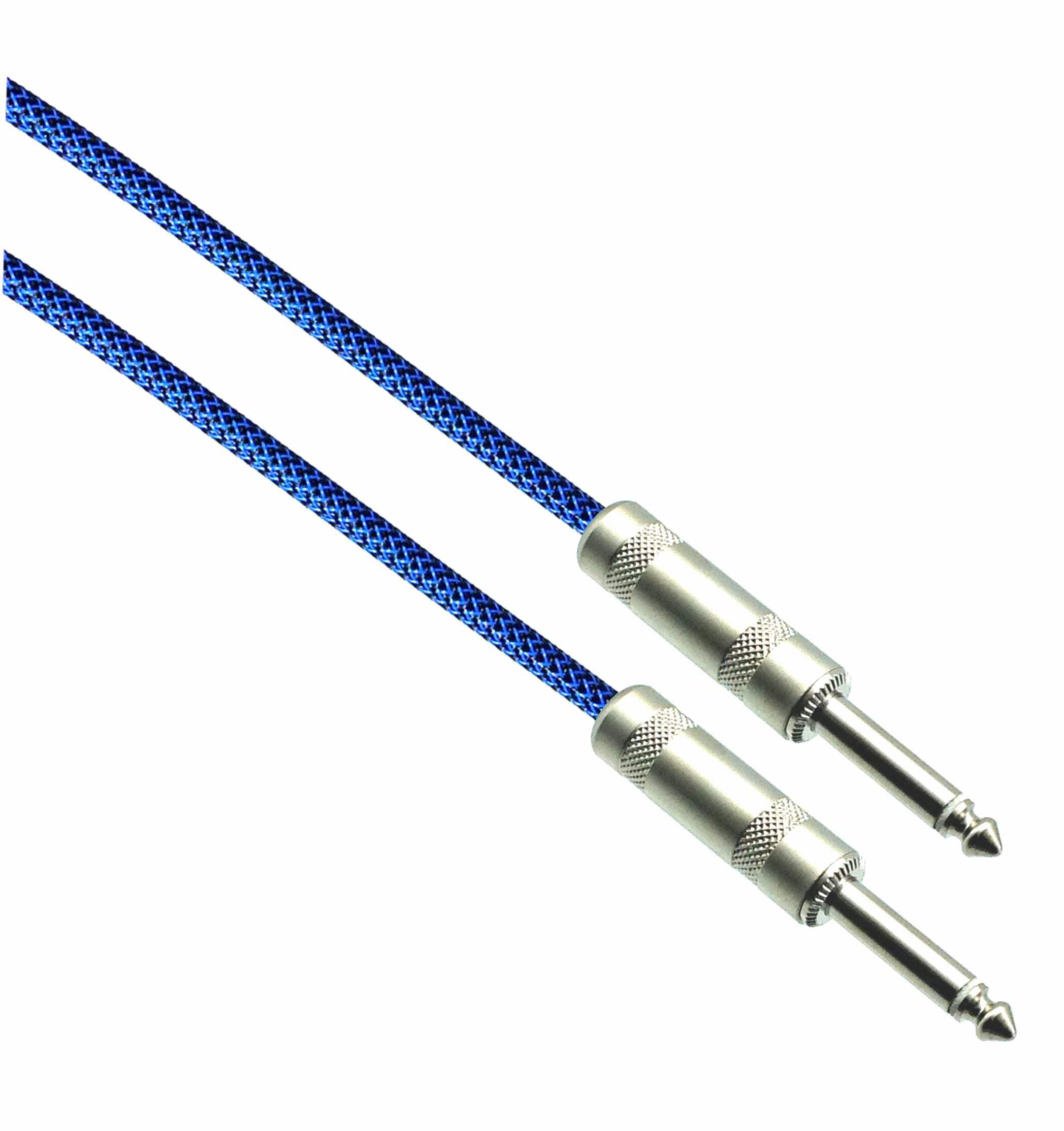 BLACK/NEON BLUE Designer Series 1/4" Guitar  Cables - Straight to Straight