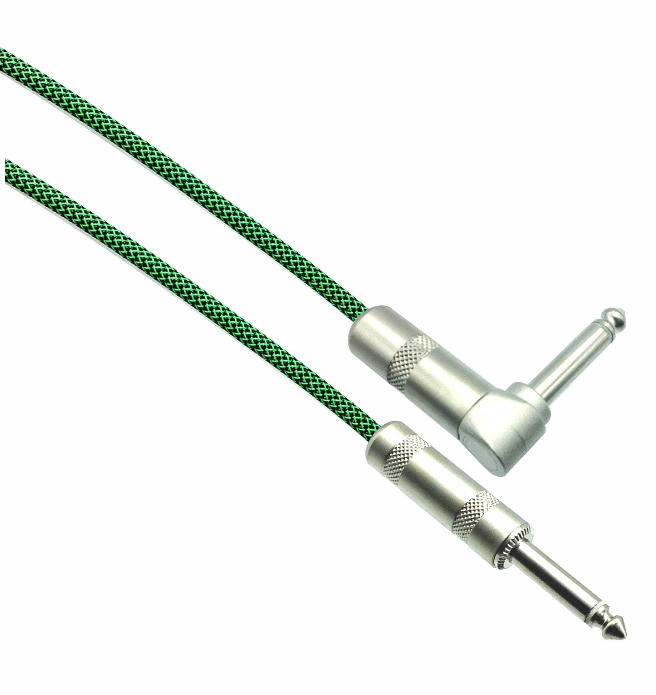 BLACK/NEON GREEN Designer Series 1/4" Guitar Cables - Straight to Right