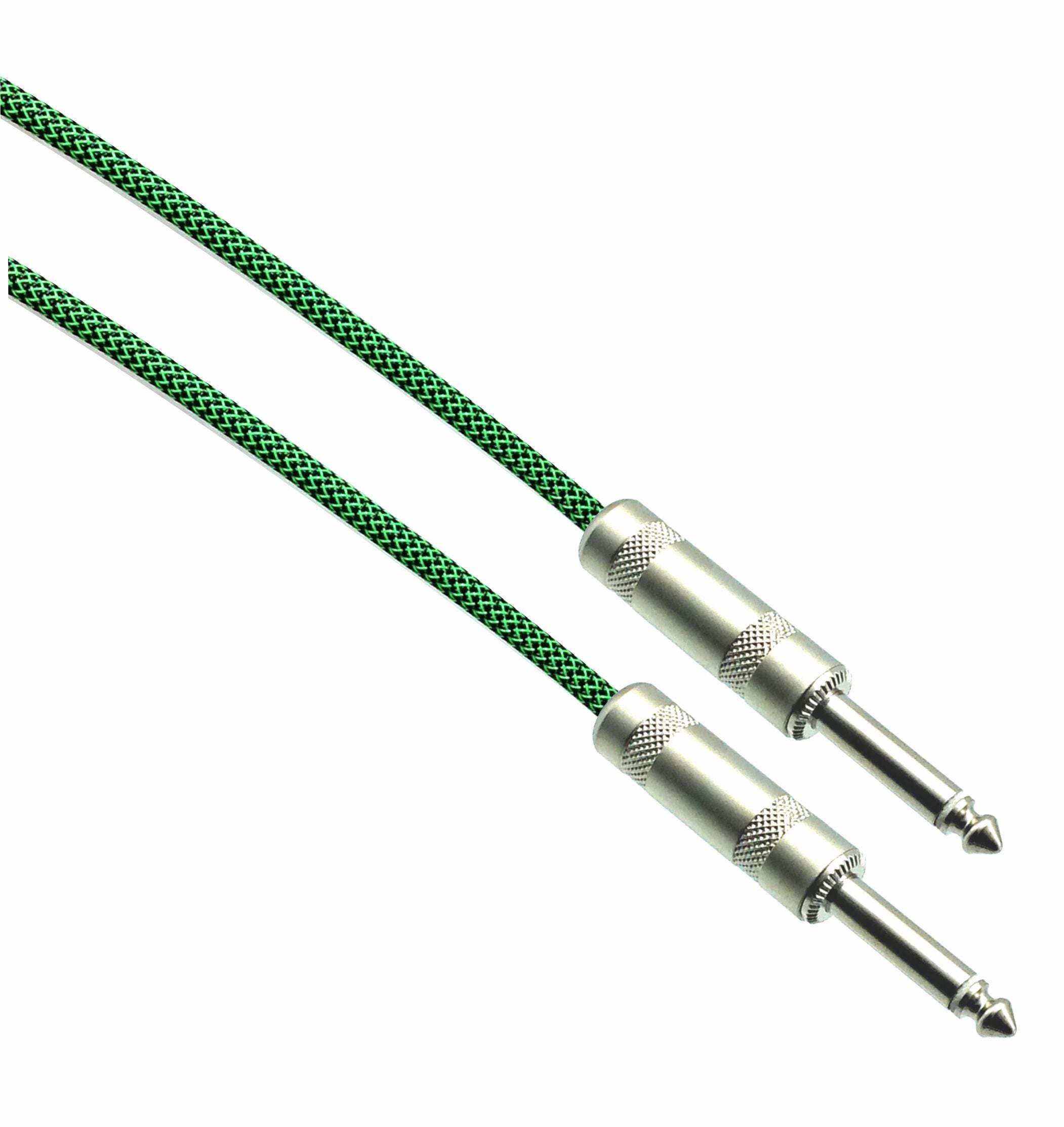 BLACK/NEON GREEN Designer Series Guitar Cables - 1/4" Straight to Straight