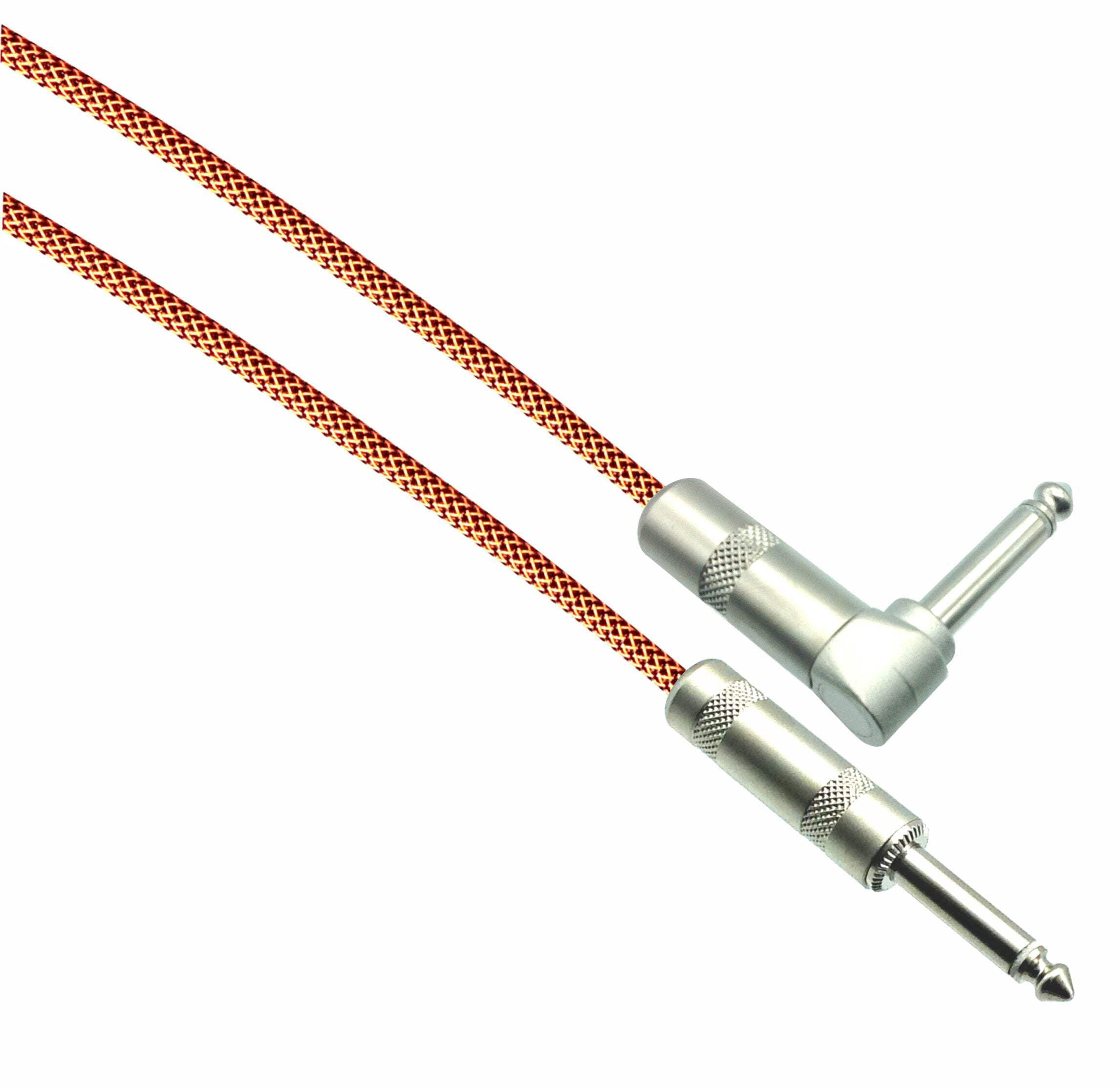 BLACK/NEON ORANGE Designer Series  1/4" Guitar Cables - Straight to Right