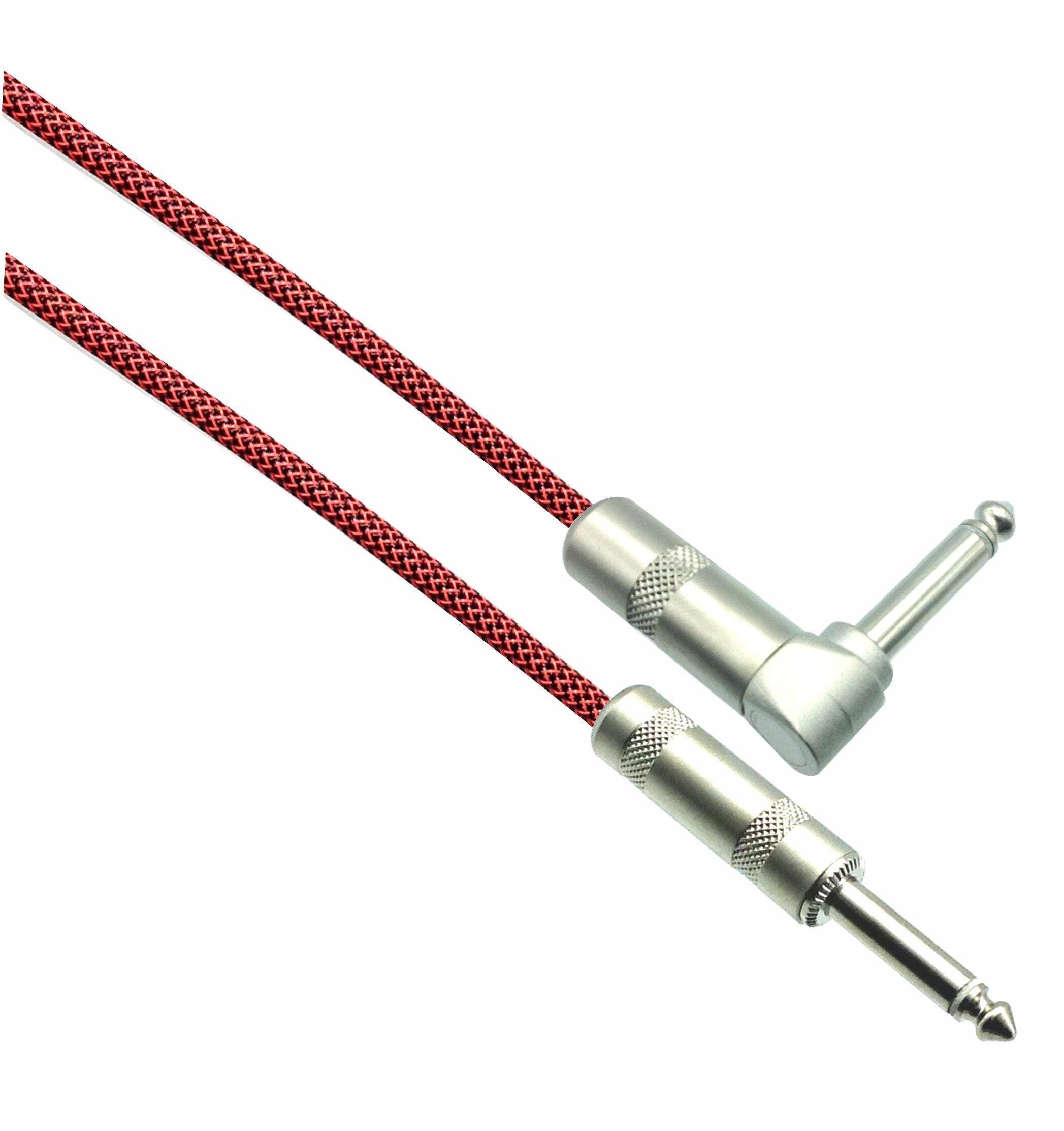 BLACK/NEON RED Designer Series  1/4" Guitar Cables - Straight to Right