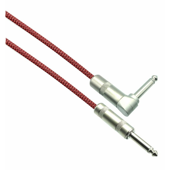 BLACK/NEON RED Designer Series Guitar Cables - 1/4" Straight to Right Angle