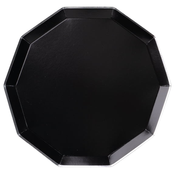 Bonjour Fte Black and Gold Large Paper Dinner Plates, Disposable Party Supplies, 8 Count, 10.75 Inch, Happy Birthday, New Years Eve, Graduation