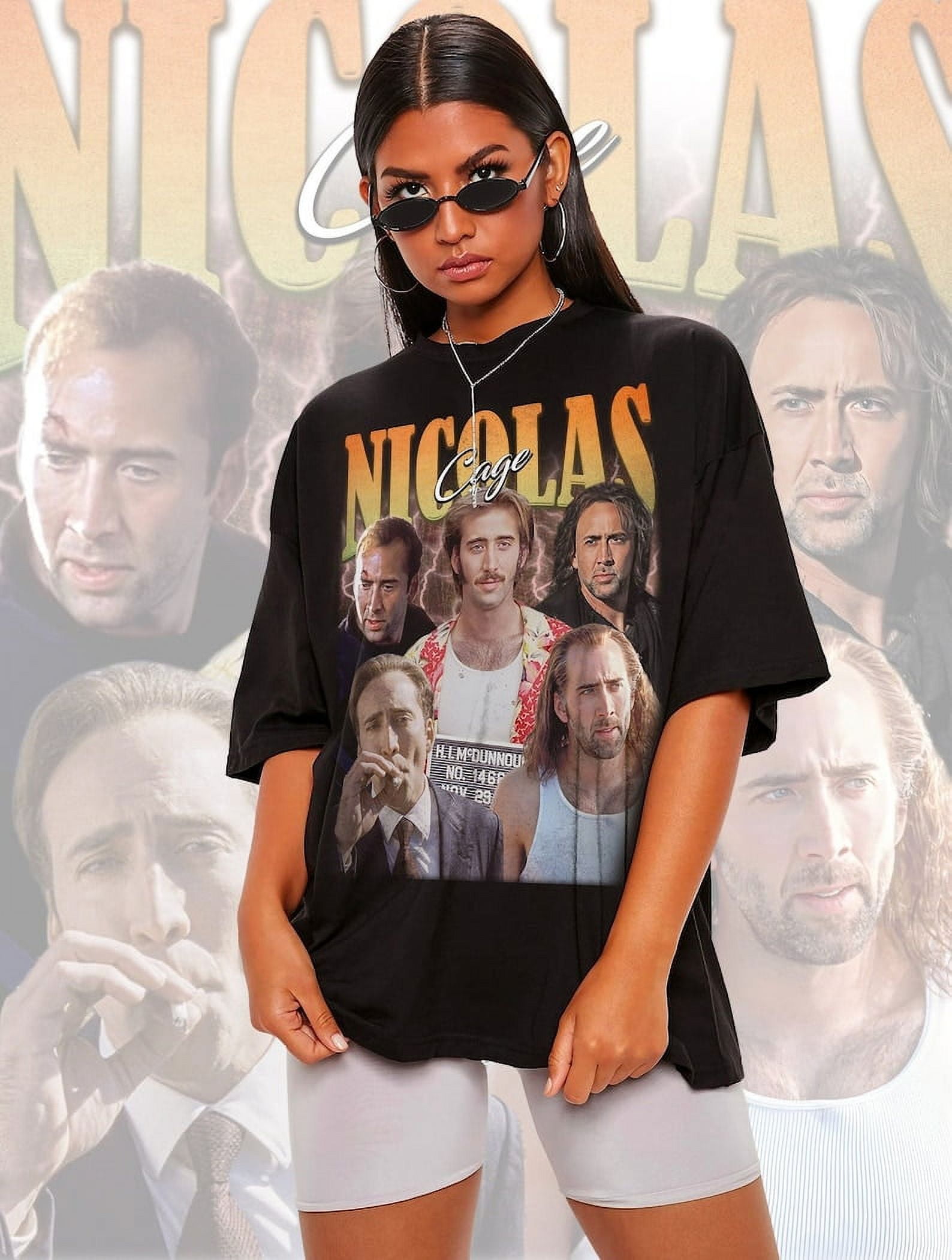 [BLACK] Nicolas Cage 90's Bootleg Rap Shirt