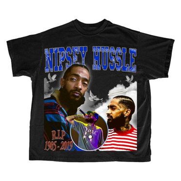 Crenshaw Nipsey Hussle Slauson T-Shirt – Black/Royal Blue/White, 100% Cotton Graphic Tee