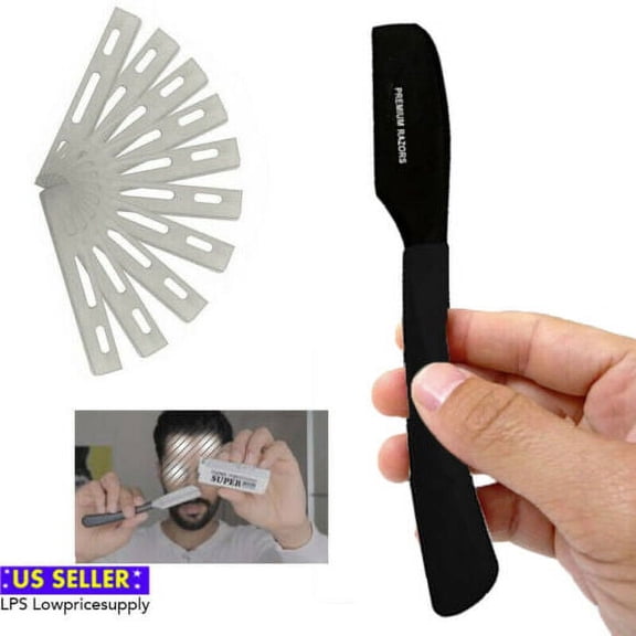 BLACK - PROFESSIONAL STANDARD JAPANESE STRAIGHT EDGE FEATHER BARBER RAZOR + 10 B