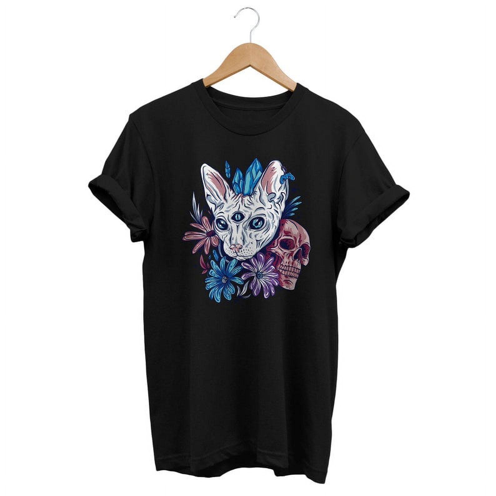 [BLACK] Pastel Goth Cat Shirt, Skull Gothic Shirt, Alternative Clothing