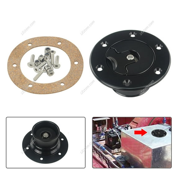 BLACK-Pop-Up Fuel Filler Neck, Fuel Cell, Precious Polished Cap, Car, Aluminum Alloy, Gas, Flush Mount, 6 Holes, 35.5mm, Auto Parts