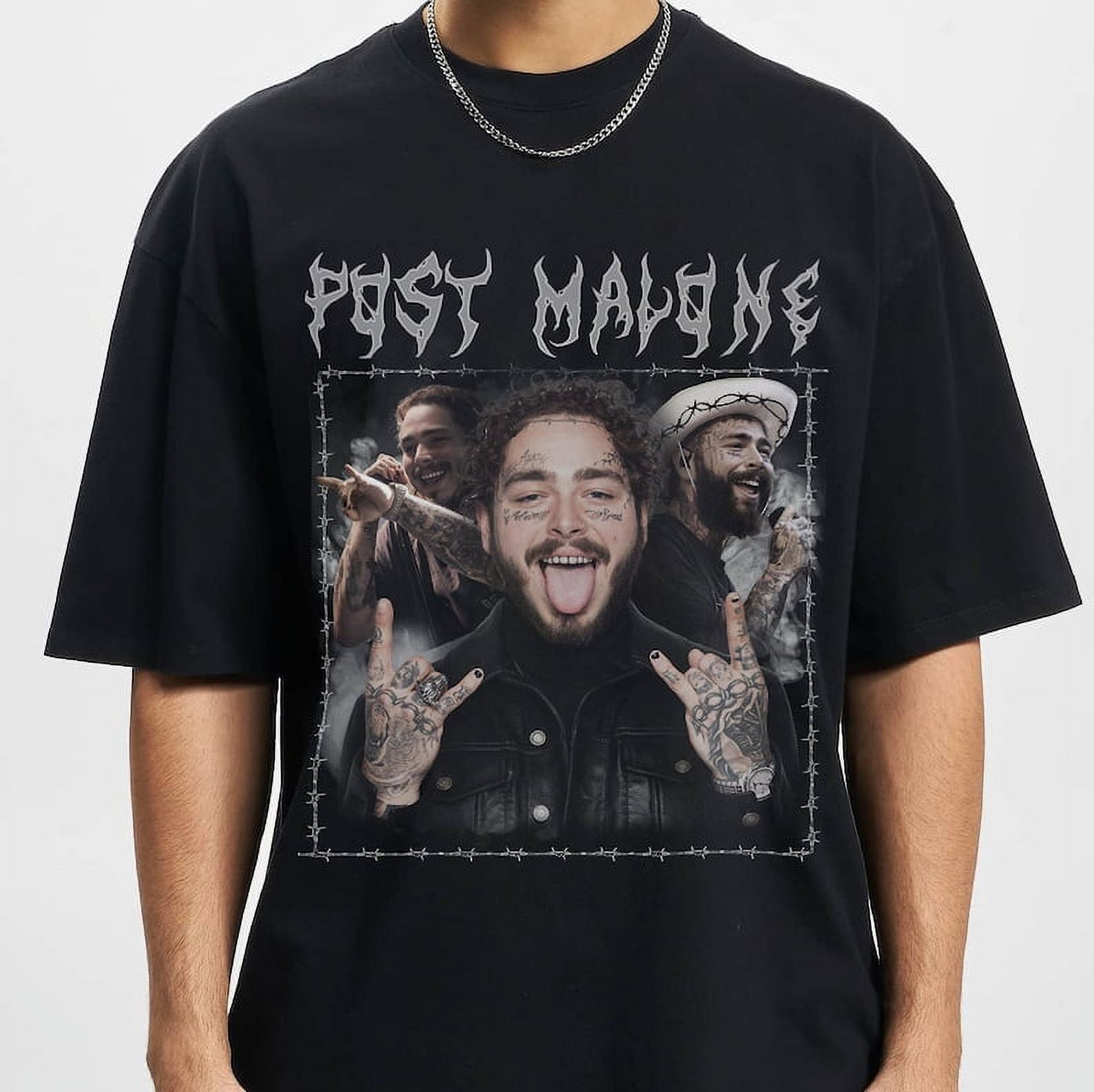 [BLACK] Post Malone Rap Music Merch Shirt, Post Malone T Shirt Rap 90s
