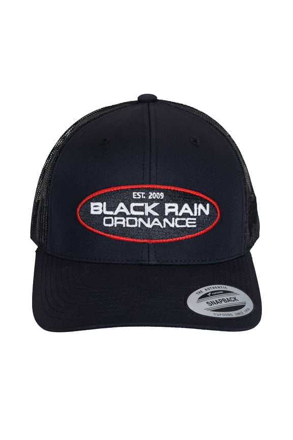 BLACK RAIN ORDNANCE Outdoor Baseball Snapback Hat Grey/White with Oval Logo Patch & Breathable Mesh Back for Comfort