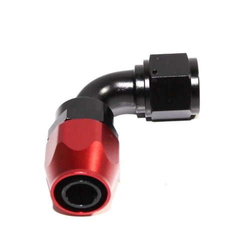 BLACK/RED -12AN AN12 90 Degree Swivel Oil/Fuel/Gas Line Hose End Fitting Adapter