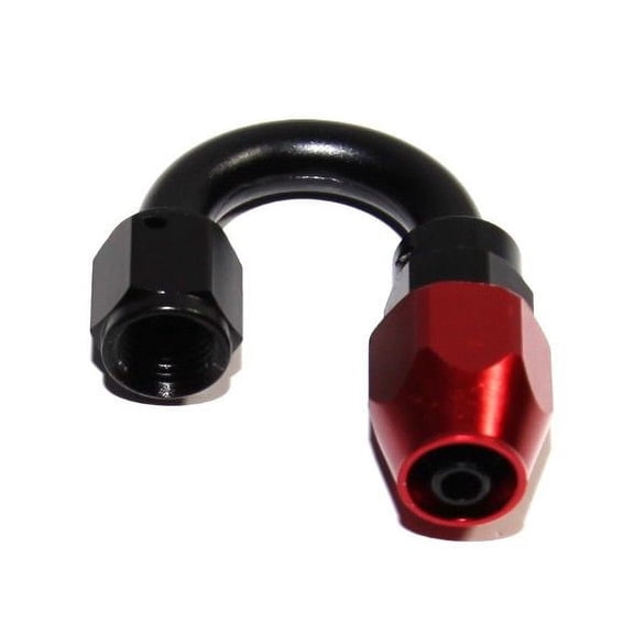 BLACK/RED -4AN AN4 180 Degree Swivel Oil/Fuel/Gas Line Hose End Fitting Adapter