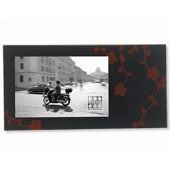 BLACK RED BLOSSOM glass by Sixtrees - 4x6