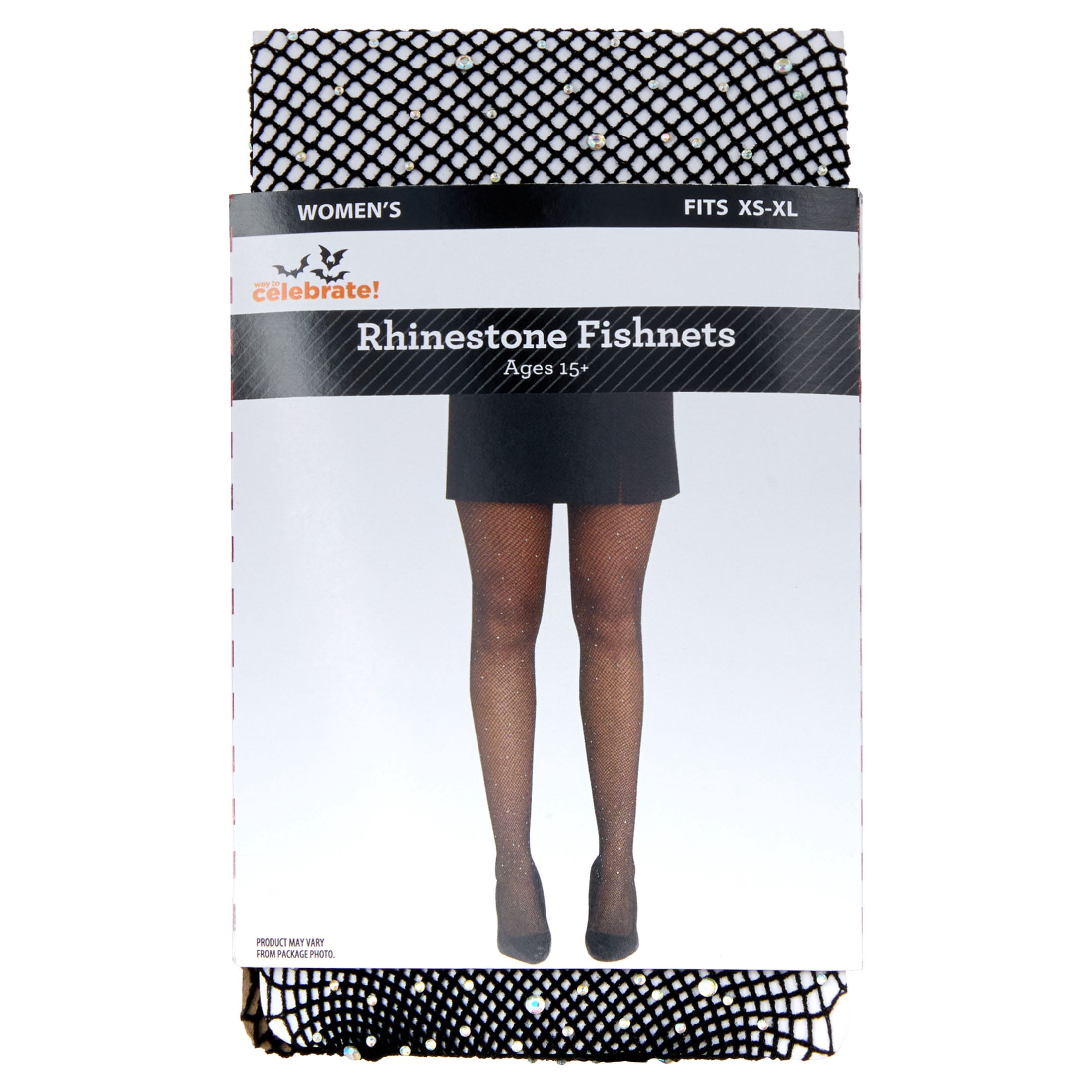 Rhinestone Fishnet Tights Costume Accessory for Adults, Black, XS-XL, Halloween by Way To Celebrate