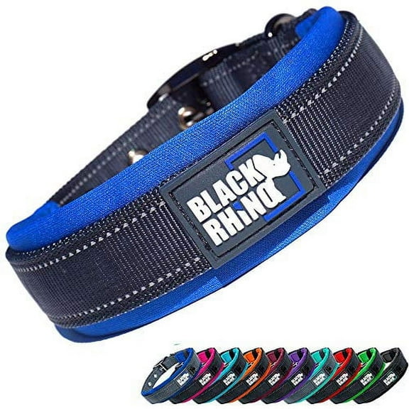 BLACK RHINO Comfort Dog Collar Ultra Soft Neoprene (Medium, Blue/Grey)