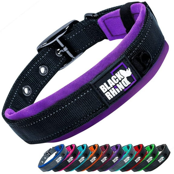 BLACK RHINO Comfort Dog Collar Ultra Soft Neoprene (Medium, Purple/Bl)