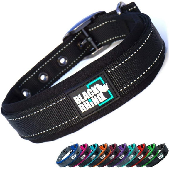 BLACK RHINO Comfort Dog Collar Ultra Soft Neoprene (Small, Black)
