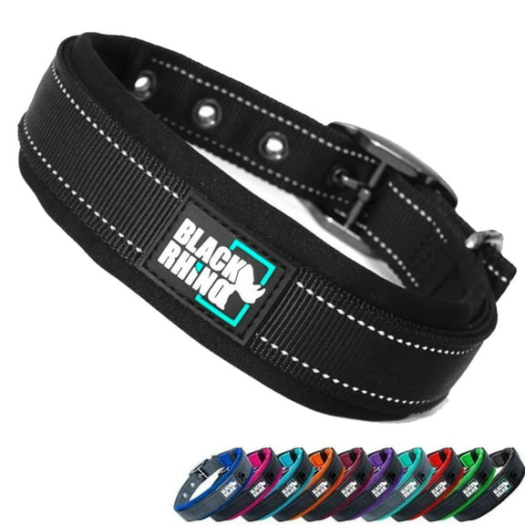 BLACK RHINO Comfort Dog Collar Ultra Soft Neoprene (XLarge, Black)