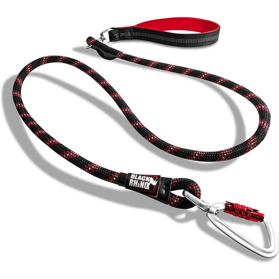 BLACK RHINO Dog Rope Leash Reflective & Waterproof (5 Feet, Red/Bl)