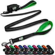 BLACK RHINO Heavy Duty Dog Leash Double Handle Reflective (6 Feet, Green)
