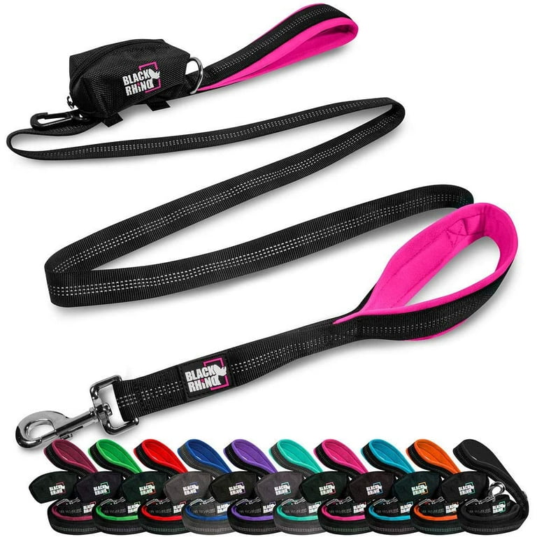 BLACK RHINO Tough Heavy Duty Dog Leash Large Double Handle Reflective Traffic Control 6 Feet Pink Walmart