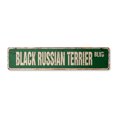 thumbnail image 1 of BLACK RUSSIAN TERRIER Vintage Plastic Street Sign breed kennel groomer veterinarian breeder | Indoor/Outdoor |  30" Wide, 1 of 4