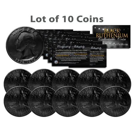 BLACK RUTHENIUM Genuine 1976 Washington Bicentennial Quarter US Coin - Lot of 10