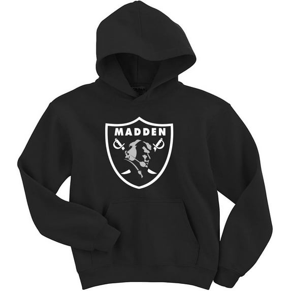 BLACK Raiders John Madden Logo Hooded Sweatshirt ADULT XL