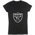 thumbnail image 1 of BLACK Raiders John Madden Logo LADIES V-NECK T-shirt ADULT SMALL, 1 of 1