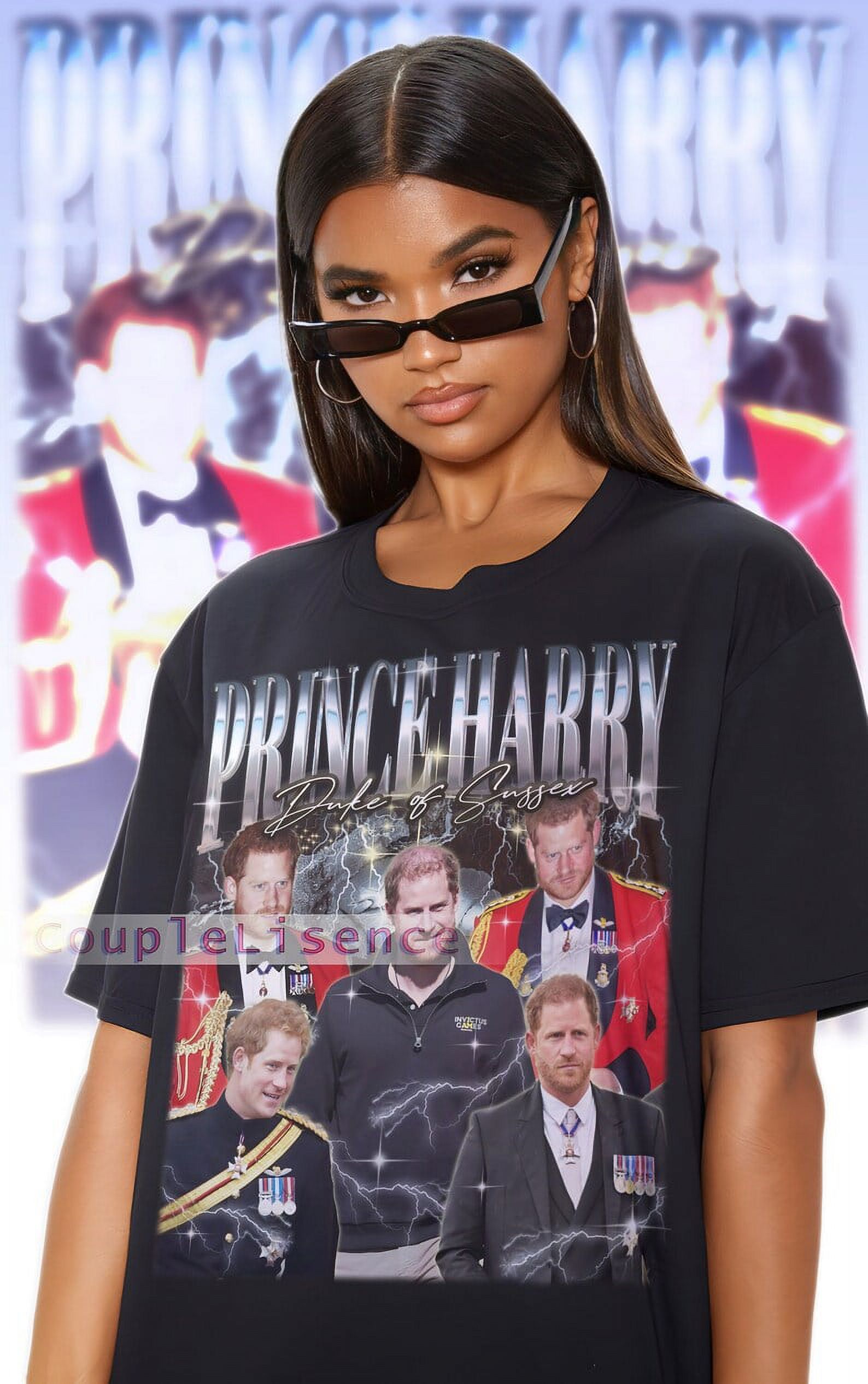[BLACK] Retro PRINCE HARRY Vintage Tee Prince Harry Homage Fan Tees