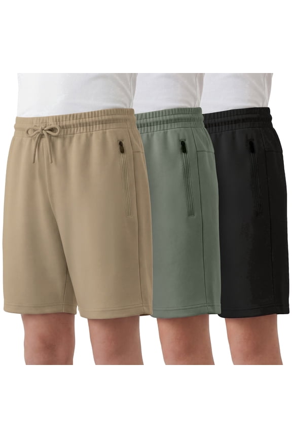 Boys Athletic Shorts 3 Pack Active Boys Shorts Youth kids Elastic Waist With Zipper Pockets Toddler-18 ( Set 3 Size 2T)