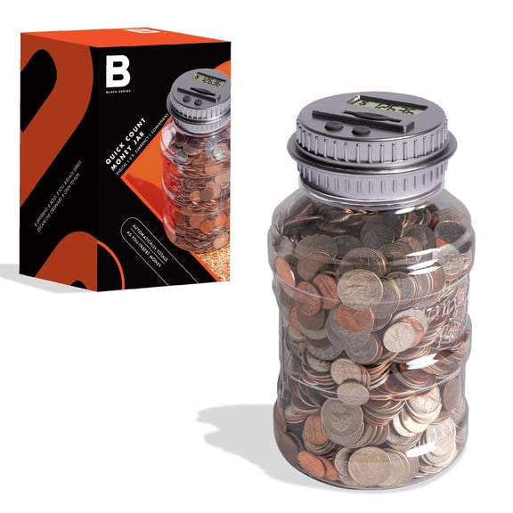 BLACK SERIES Digital Coin-Counting Money Jar with LCD Screen, Gray