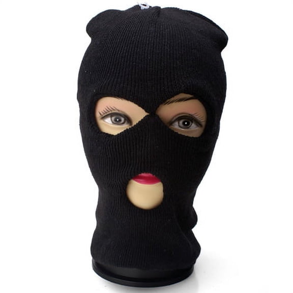 BLACK SKI MASK STYLE FULL FACE MASK HAT SOFT AND WARM adult size