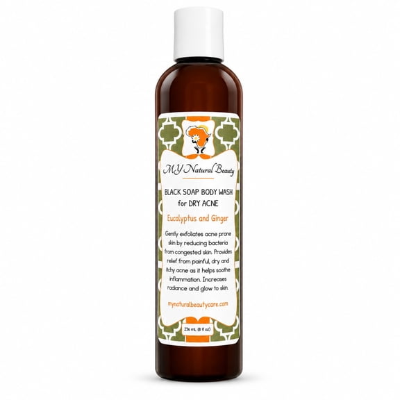 MY Natural Beauty BLACK SOAP BODY WASH | for DRY ACNE - 8 oz.
