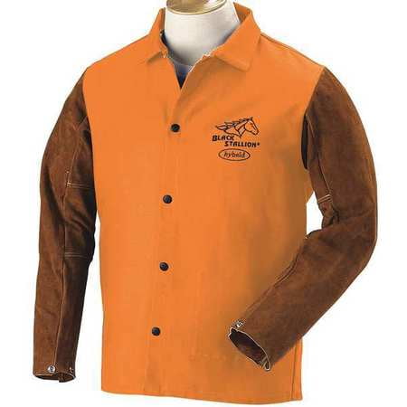 BLACK STALLION FO9-30/BS Welding Jacket,FR,Cow Split,Orange,XL