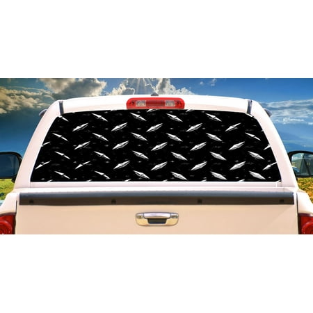 BLACK STEEL Rear Window Graphic back truck decal suv view thru vinyl