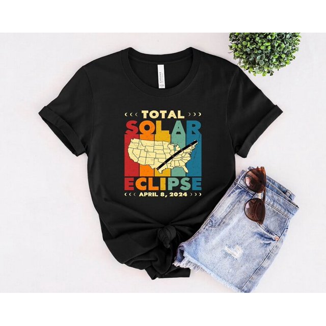 [BLACK] Solar Eclipse Shirt, Lunar Eclipse Tshirt, 2024 America Path of