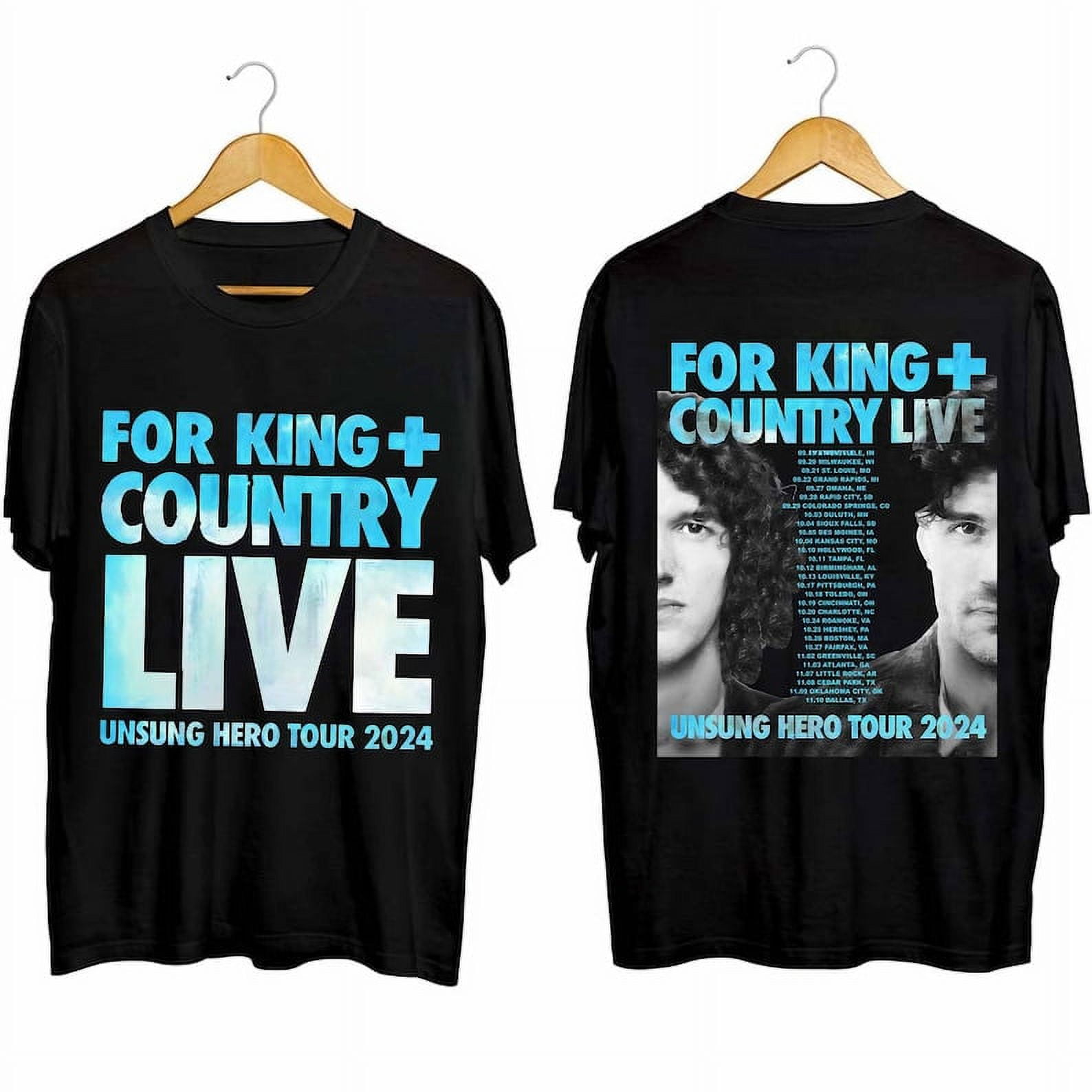 BLACK TSHIRT For King + Country Unsung Hero Tour 2024 Shirt, For King