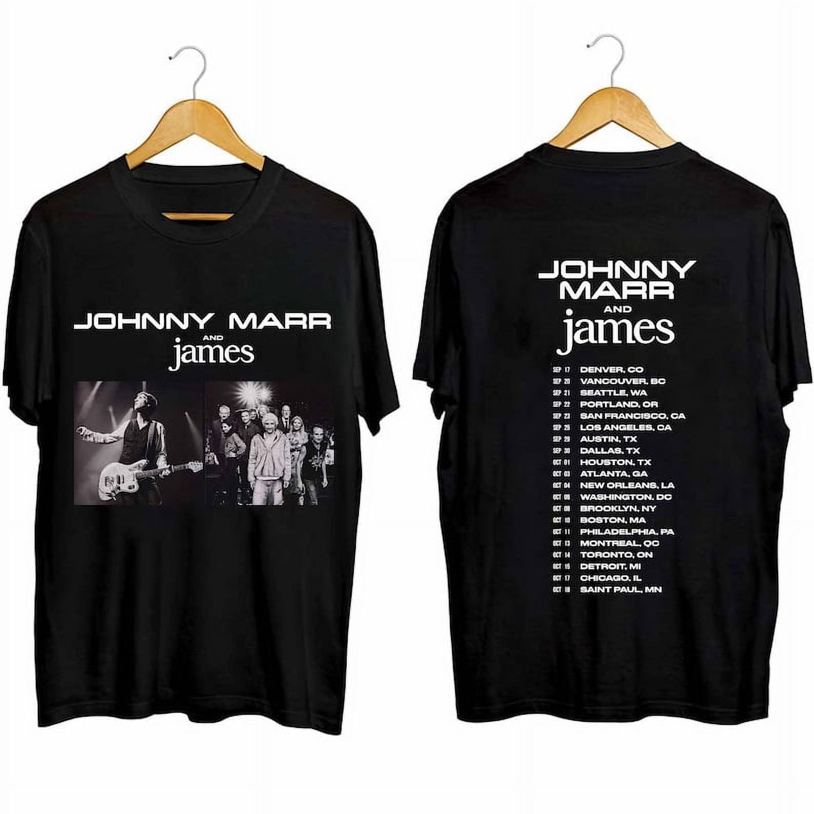 BLACK TSHIRT Johnny Marr and James 2024 Tour Shirt, Johnny Marr Fan