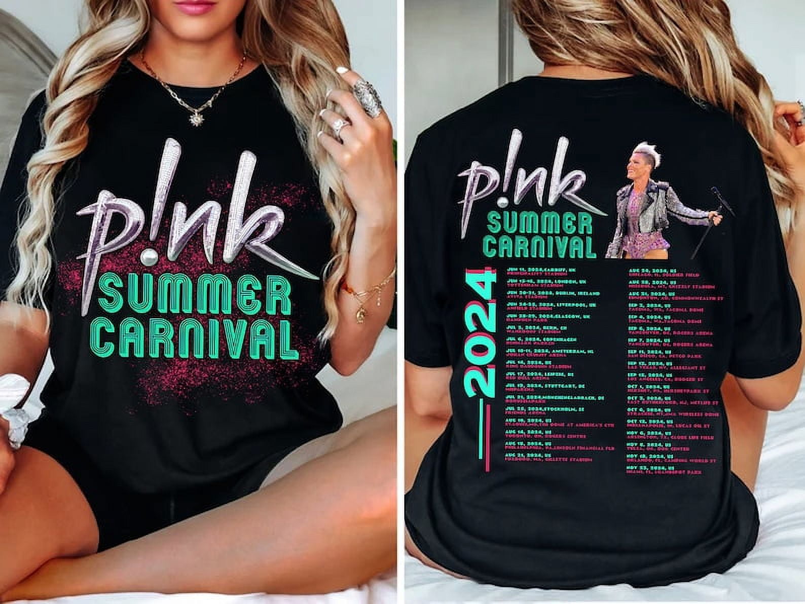 BLACK TSHIRT P!nk Pink Singer Summer Carnival 2024 Festival WORLD Tour