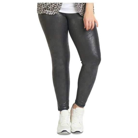 BLACK TAPE Womens Black Stretch Textured Pull-on Style High Waist Leggings Plus 1X