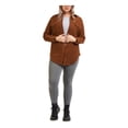 thumbnail image 1 of BLACK TAPE Womens Brown Pocketed Textured Cuffed Sleeve Collared Button Up Top Plus X, 1 of 4