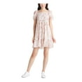 thumbnail image 1 of BLACK TAPE Womens Ivory Smocked Sheer Lined Tiered Floral Pouf Sleeve Square Neck Above The Knee Fit + Flare Dress M, 1 of 4
