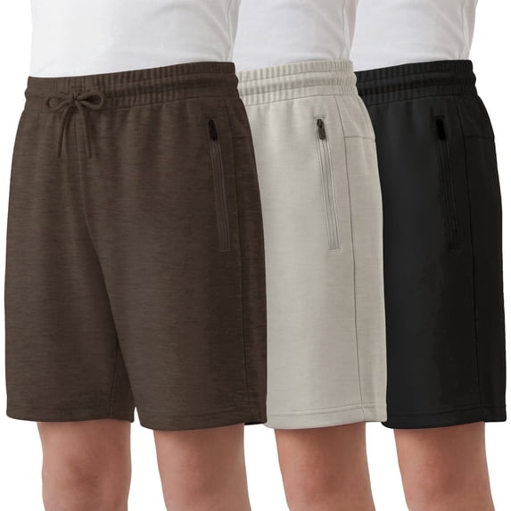 Pure Champ Boys Athletic Shorts 3 Pack Active Boys Shorts Youth kids Elastic Waist With Zipper Pockets Toddler-18 ( Set 5 Size Small)