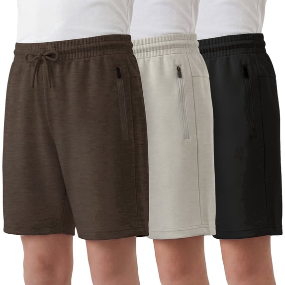 Pure Champ Boys Athletic Shorts 3 Pack Active Boys Shorts Youth kids Elastic Waist With Zipper Pockets 2T-18