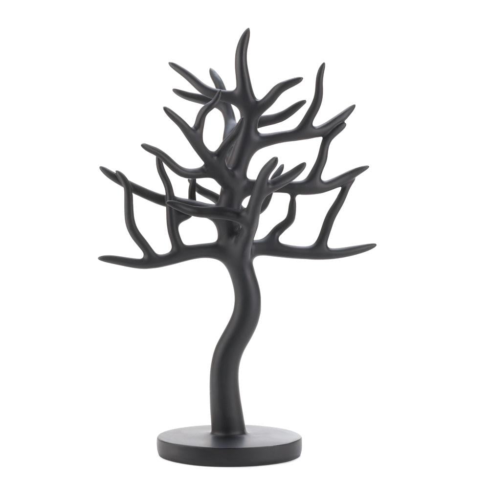 Matte Black Polyresin Tree Jewelry Stand