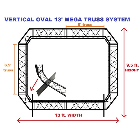 BLACK TRUSS ARCH OVAL KIT 13' Width Mobile Portable DJ Lighting System Metal